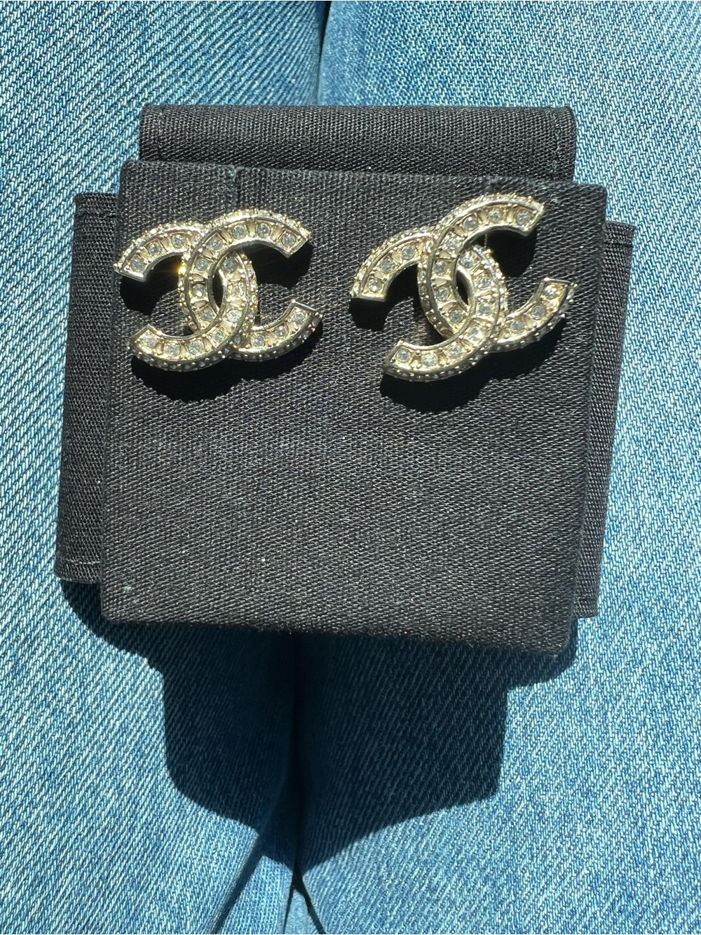 Authentic Chanel CC Stud Earrings